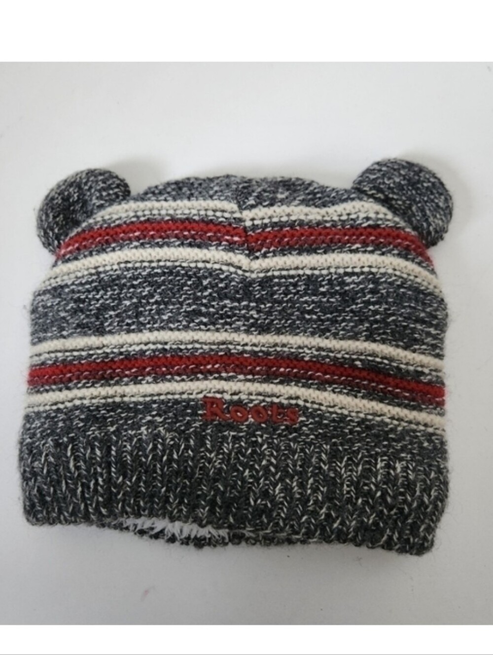 ROOTS | Cabin baby toque beanie hat  red gray stripes
